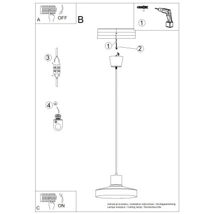 Lestenec na vrvici BILO 1xE27/15W/230V pr. 35 cm bela