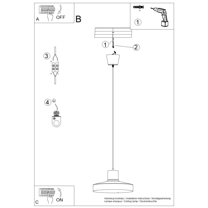 Lestenec na vrvici BILO 1xE27/15W/230V pr. 35 cm bela