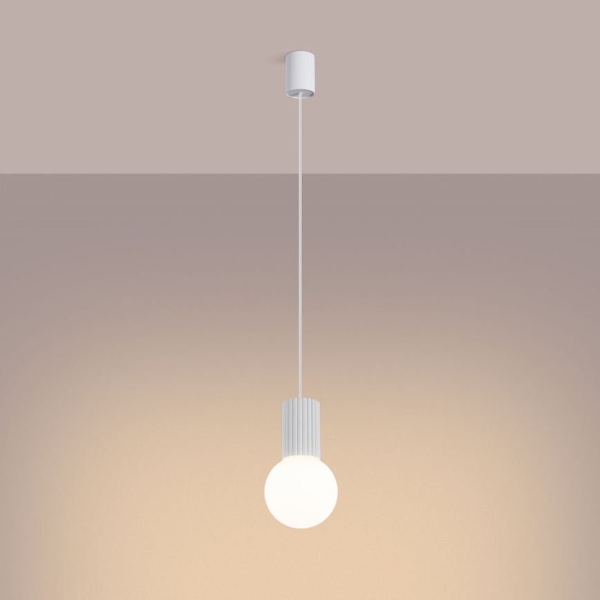 Lestenec na vrvici HALO 1xG9/8W/230V pr. 12 cm bela