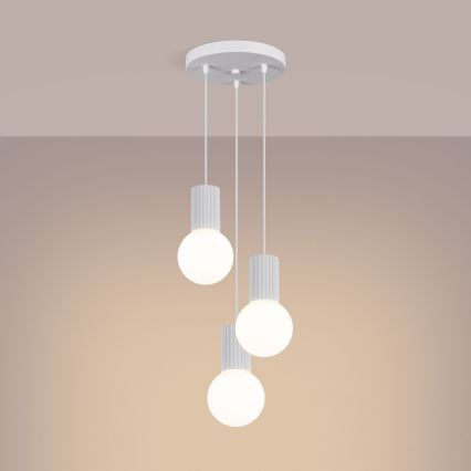 Lestenec na vrvici HALO 3xG9/8W/230V pr. 25 cm bela