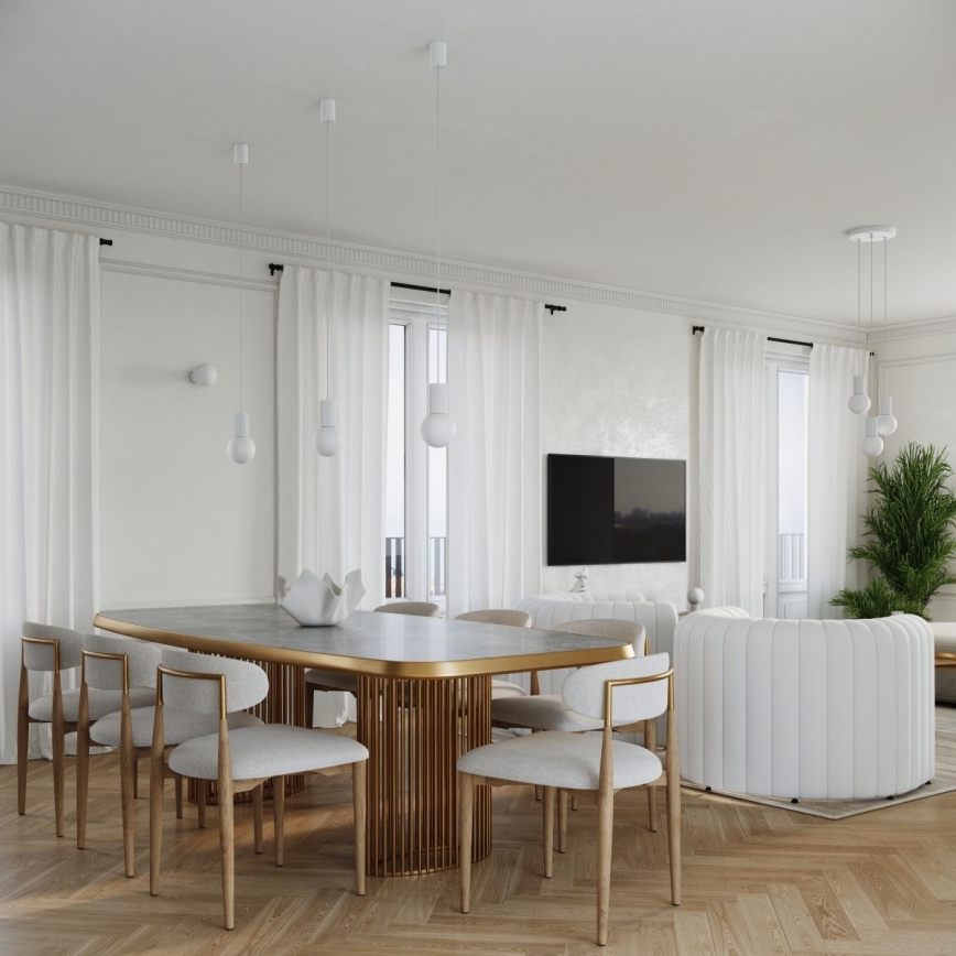 Lestenec na vrvici HALO 3xG9/8W/230V pr. 25 cm bela