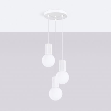 Lestenec na vrvici HALO 3xG9/8W/230V pr. 25 cm bela