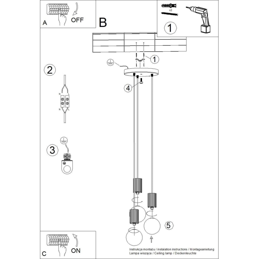 Lestenec na vrvici HALO 3xG9/8W/230V pr. 25 cm bela