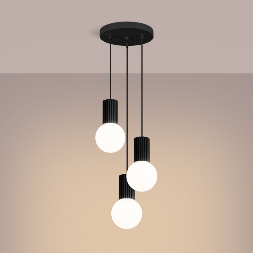 Lestenec na vrvici HALO 3xG9/8W/230V pr. 25 cm črna