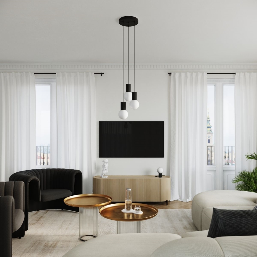 Lestenec na vrvici HALO 3xG9/8W/230V pr. 25 cm črna