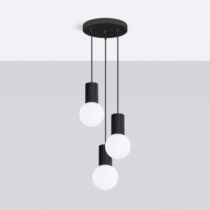 Lestenec na vrvici HALO 3xG9/8W/230V pr. 25 cm črna