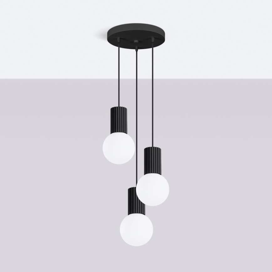 Lestenec na vrvici HALO 3xG9/8W/230V pr. 25 cm črna