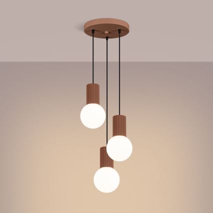 Lestenec na vrvici HALO 3xG9/8W/230V pr. 25 cm rjava