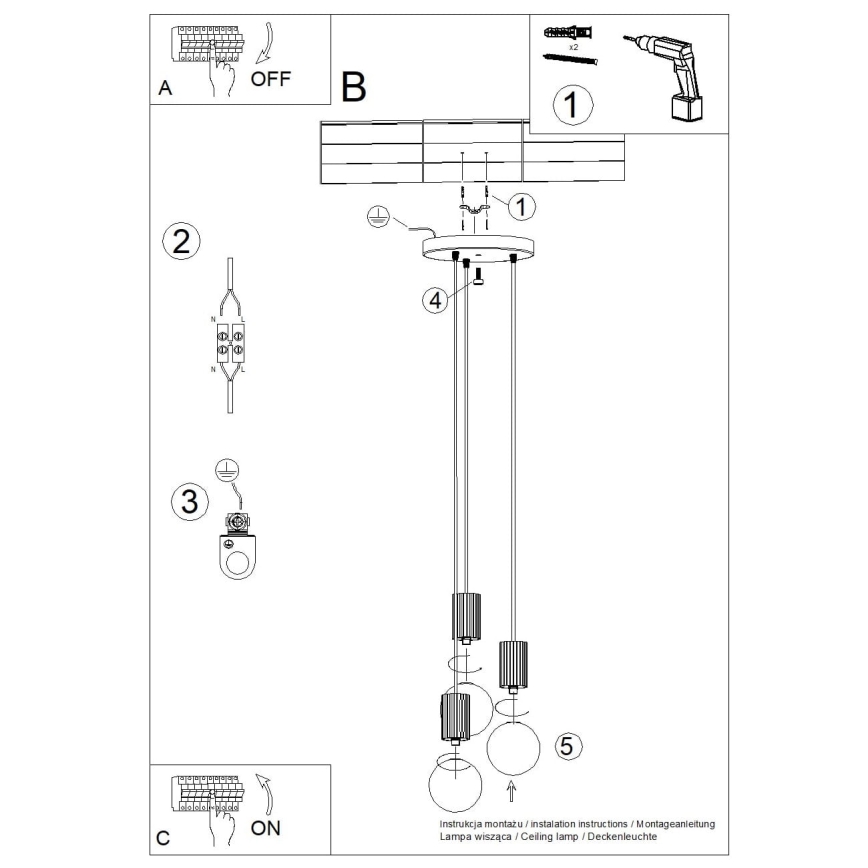 Lestenec na vrvici HALO 3xG9/8W/230V pr. 25 cm rjava