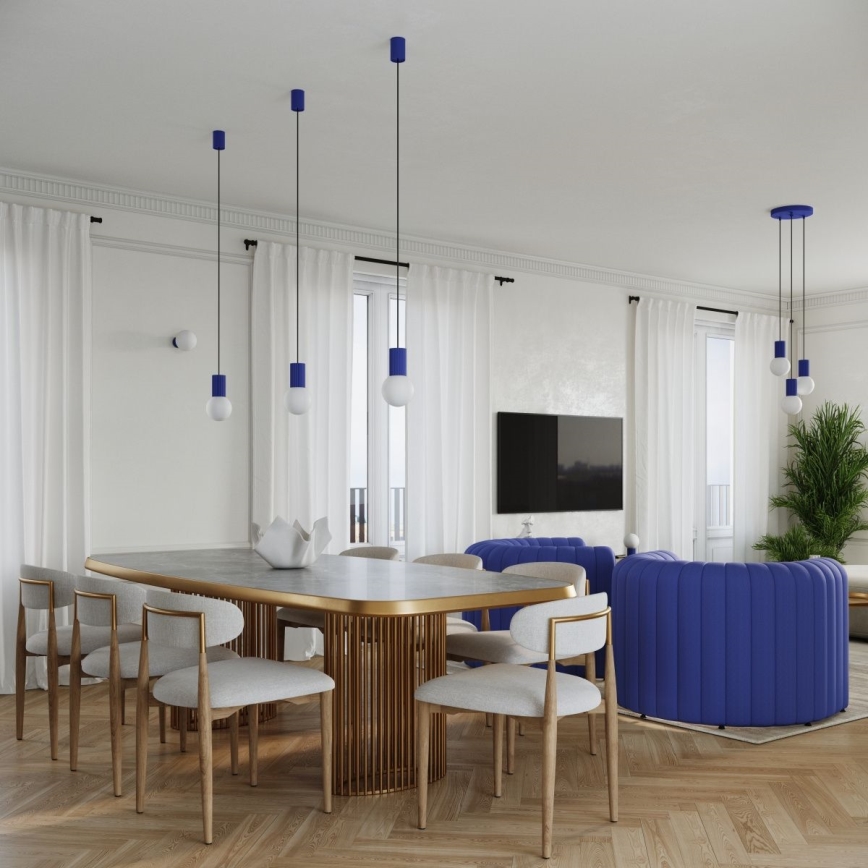 Lestenec na vrvici HALO 1xG9/8W/230V pr. 12 cm modra