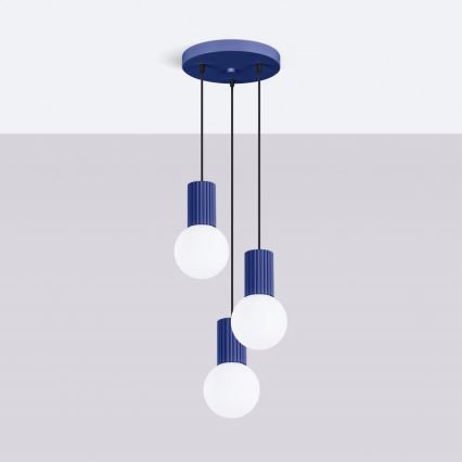 Lestenec na vrvici HALO 3xG9/8W/230V pr. 25 cm modra