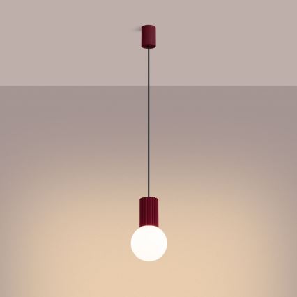 Lestenec na vrvici HALO 1xG9/8W/230V pr. 12 cm rdeča