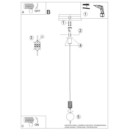 Lestenec na vrvici HALO 1xG9/8W/230V pr. 12 cm rdeča