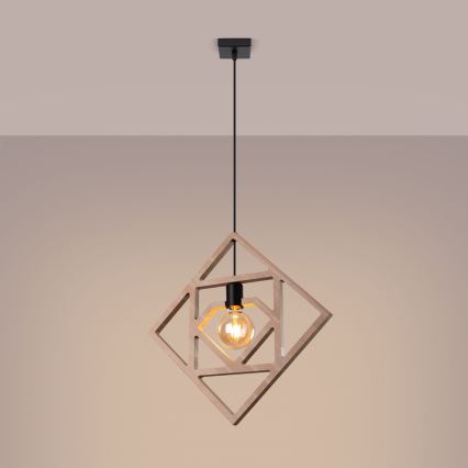Lestenec na vrvici CARO 1xE27/15W/230V bukev