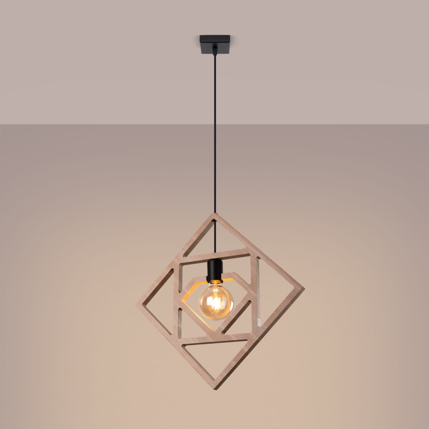 Lestenec na vrvici CARO 1xE27/15W/230V bukev