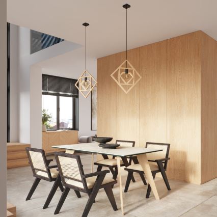 Lestenec na vrvici CARO 1xE27/15W/230V bukev