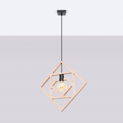 Lestenec na vrvici CARO 1xE27/15W/230V bukev