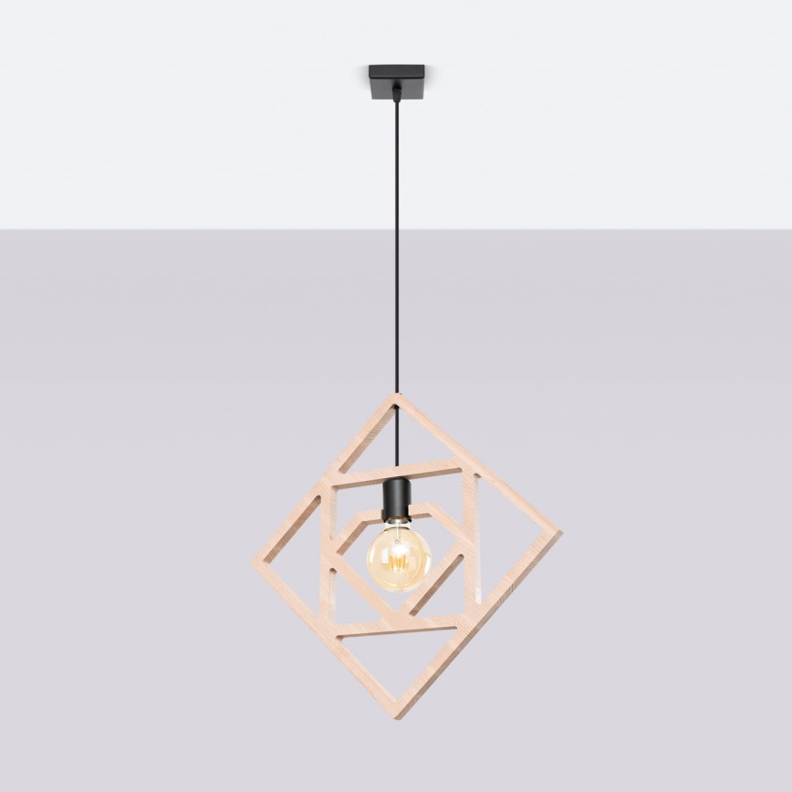 Lestenec na vrvici CARO 1xE27/15W/230V bukev