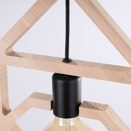 Lestenec na vrvici CARO 1xE27/15W/230V bukev