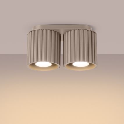 Točkovna svetilka AURA 2xGU10/10W/230V taupe
