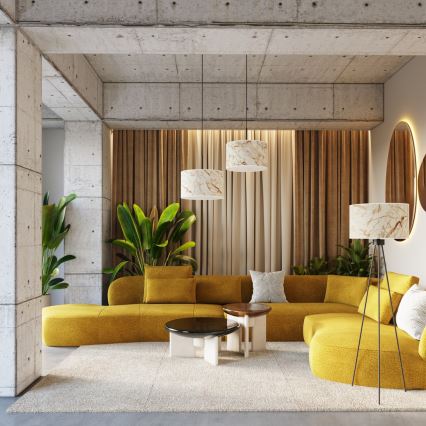 Stoječa svetilka NEVIA 1xE27/15W/230V bež/marmorni dekor