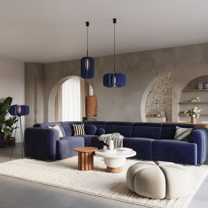 Viseča svetilka na kablu MULA 1xE27/15W/230V premer 45 cm modra