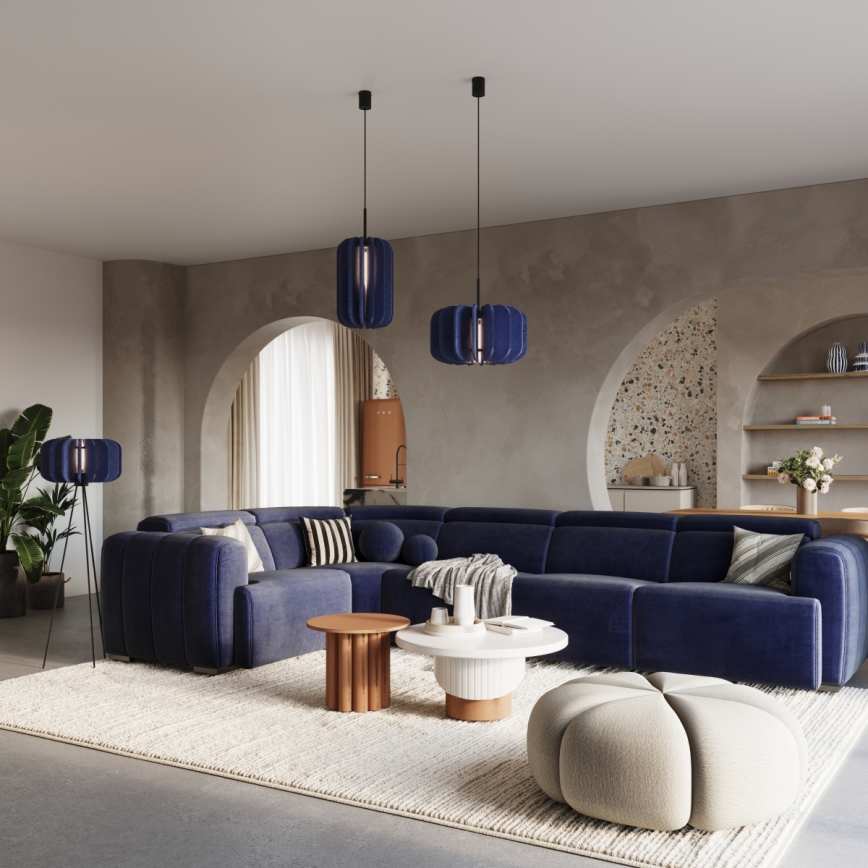 Viseča svetilka na kablu MULA 1xE27/15W/230V premer 45 cm modra