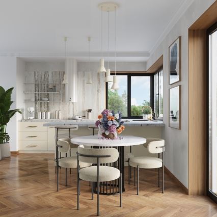 Lestenec na kablu ESTRIA 3xE14/10W/230V premer 30 cm v kremni barvi