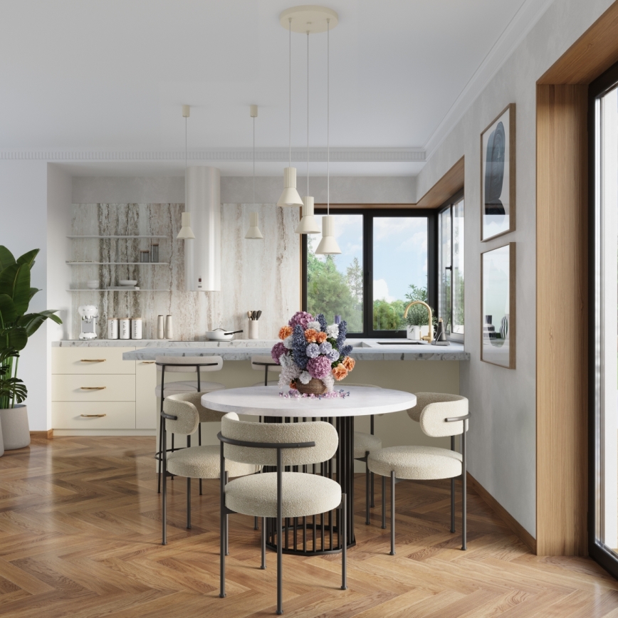 Lestenec na kablu ESTRIA 3xE14/10W/230V premer 30 cm v kremni barvi