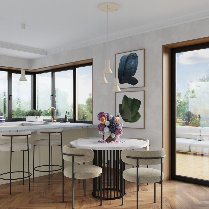 Lestenec na kablu ESTRIA 3xE14/10W/230V premer 30 cm v kremni barvi