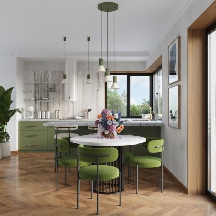 Viseči lestenec ESTRIA na žici, 1xE14/10W/230V, Ø 14 cm, zelen