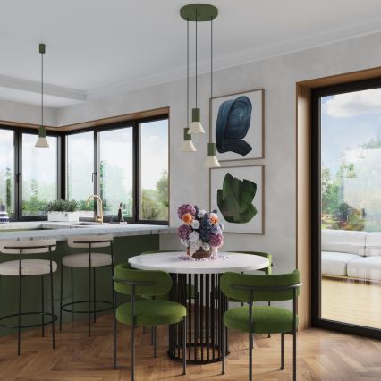 Lestenec na vrvici ESTRIA 3xE14/10W/230V premer 30 cm zelena