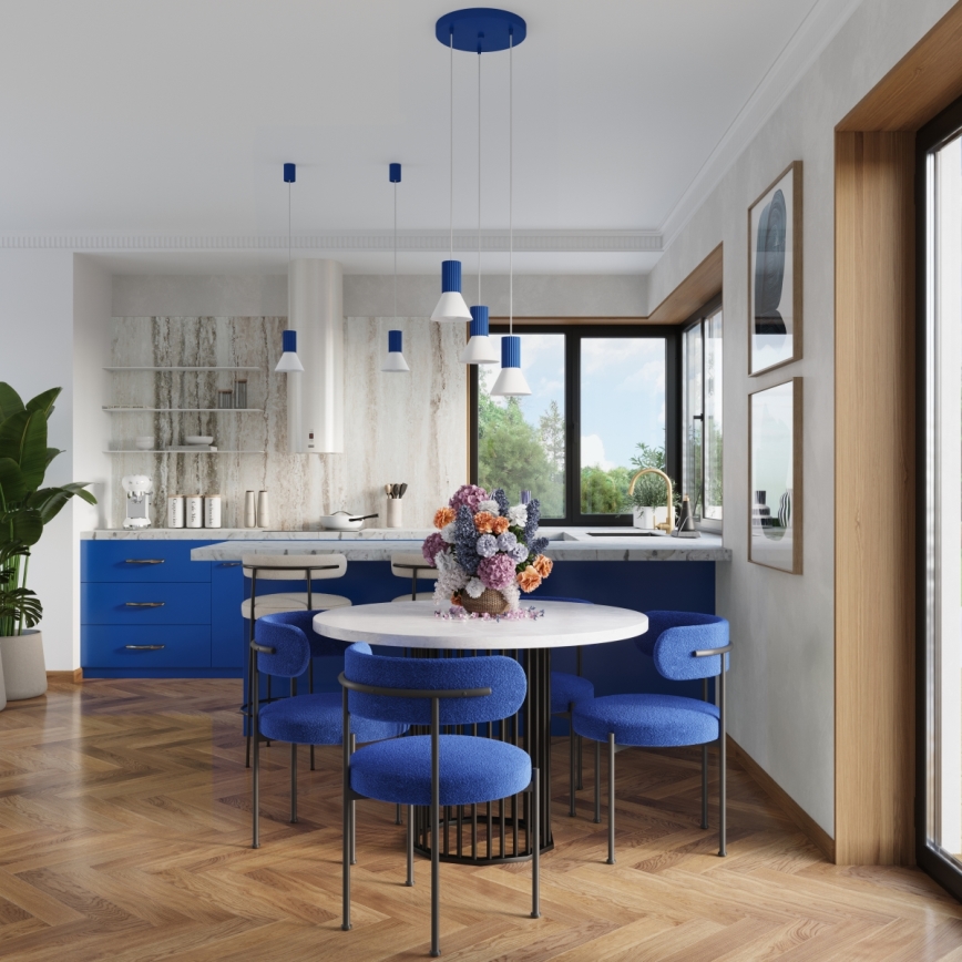 Viseči lestenec ESTRIA z napajalnim kablom 1xE14/10W/230V, premer 14 cm, modra