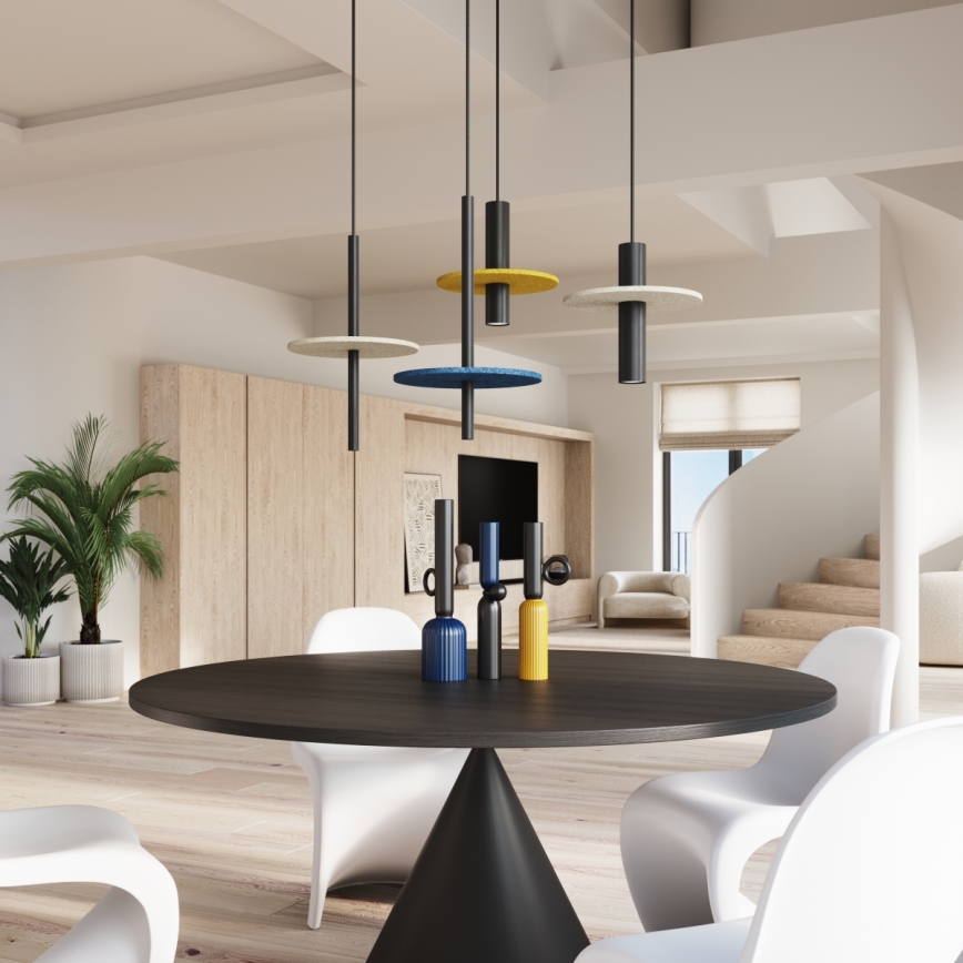 Viseča svetilka PELTA na kablu 1xGU10/10W/230V črna/rumena