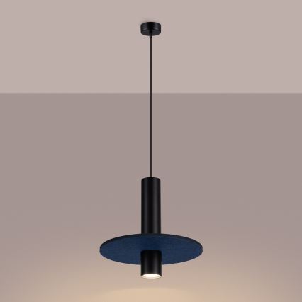 Lestenec na kablu PELTA 1xGU10/10W/230V črna/modra