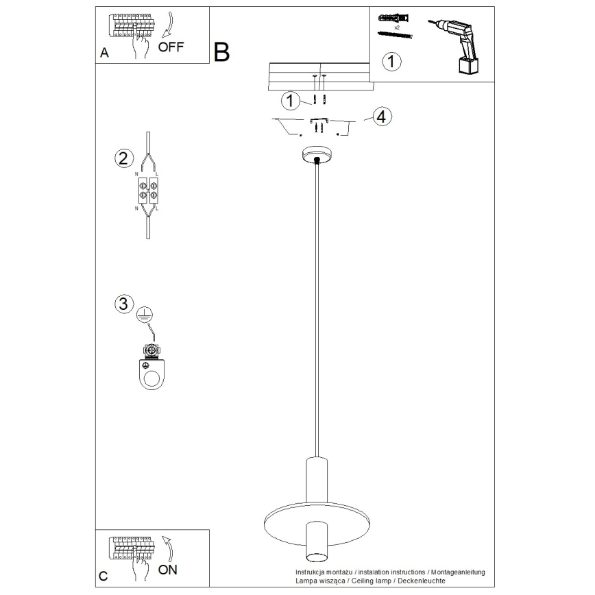 Lestenec na kablu PELTA 1xGU10/10W/230V črna/modra