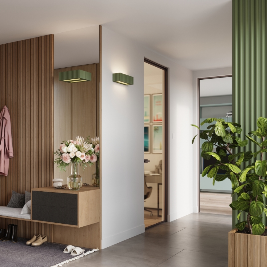 Stenska svetilka RIGATA 1xE27/15W/230V keramika/zelena