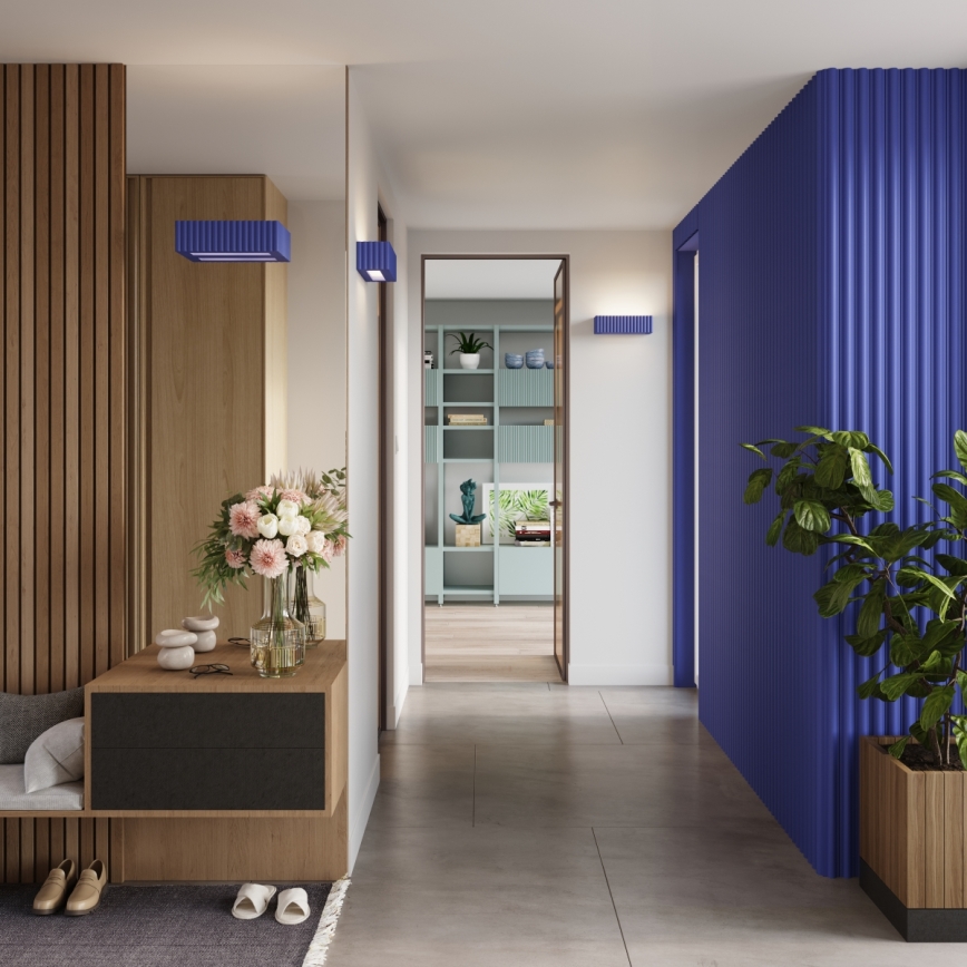 Stenska svetilka RIGATA 1xE27/15W/230V keramika/modra