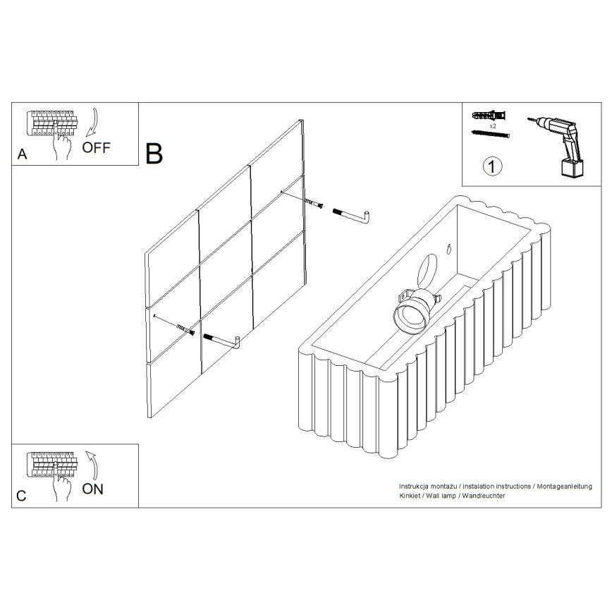 Stenska svetilka RIGATA 1xE27/15W/230V keramika/modra
