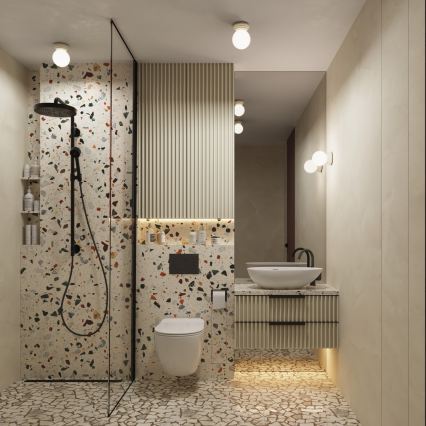 Stropna svetilka za kopalnico ZORI 1xG9/8W/230V, premer 12 cm, IP44, v bež barvi