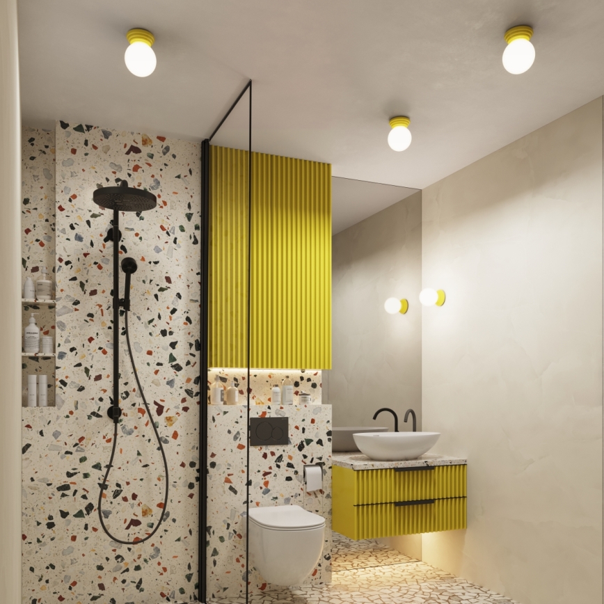 Stropna kopalniška svetilka ZORI 1xG9/8W/230V, premer 12 cm, IP44, rumena