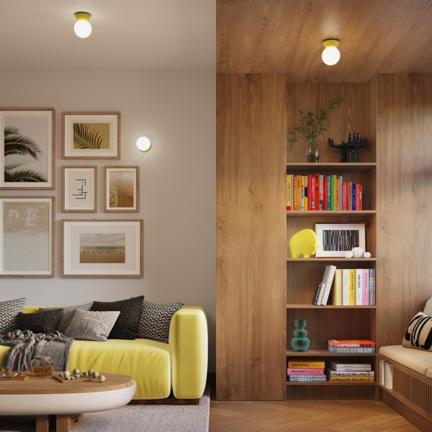 Stropna kopalniška svetilka ZORI 1xG9/8W/230V, premer 12 cm, IP44, rumena