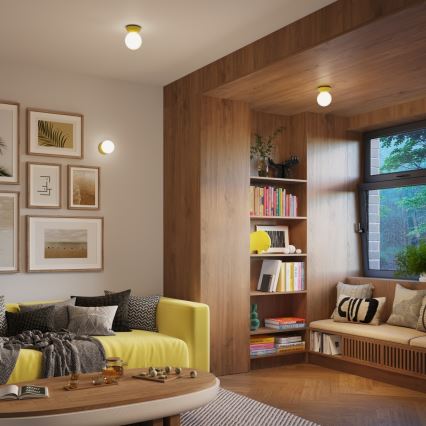 Stropna kopalniška svetilka ZORI 1xG9/8W/230V, premer 12 cm, IP44, rumena