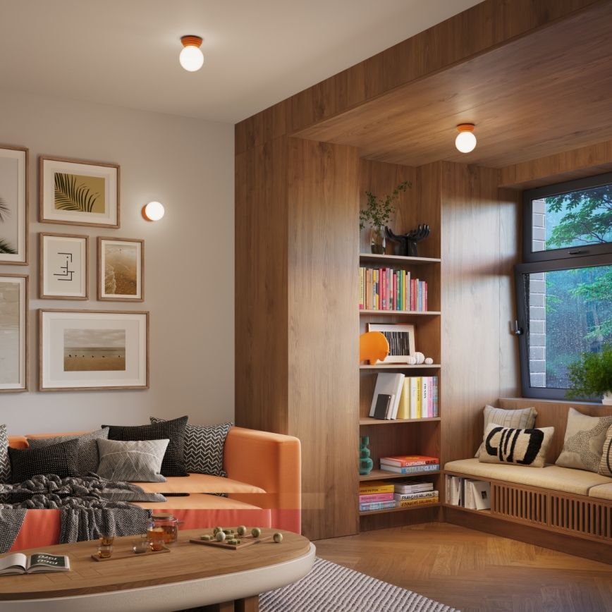 Stropna svetilka za kopalnico ZORI 1xG9/8W/230V, premer 12 cm, IP44, oranžna