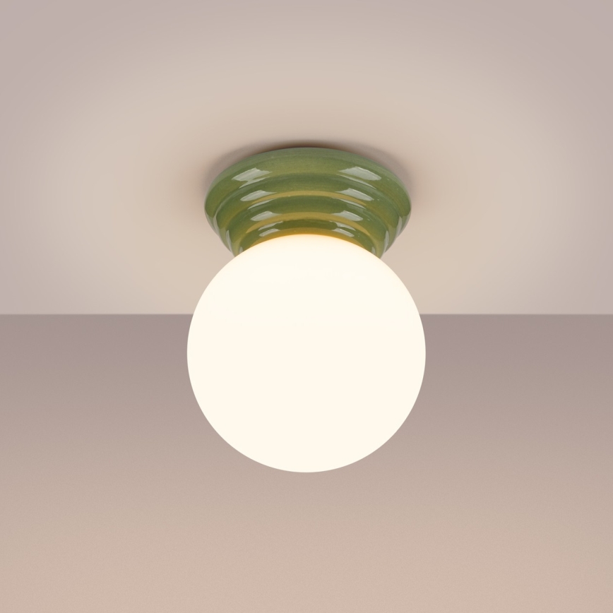 Kopalniška stropna svetilka ZORI 1xG9/8W/230V, premer 12 cm, IP44, zelena