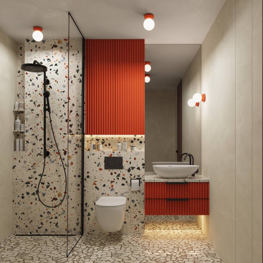 Kopalniška stropna svetilka ZORI 1xG9/8W/230V, premer 12 cm, IP44, rožnata