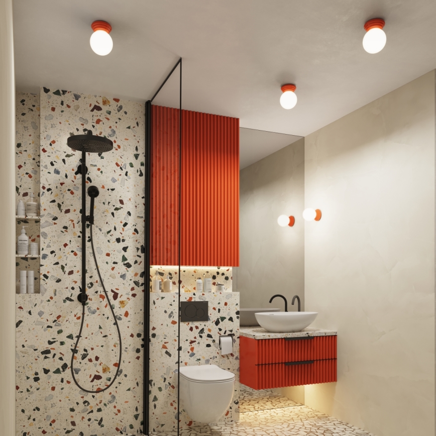 Kopalniška stropna svetilka ZORI 1xG9/8W/230V, premer 12 cm, IP44, rožnata