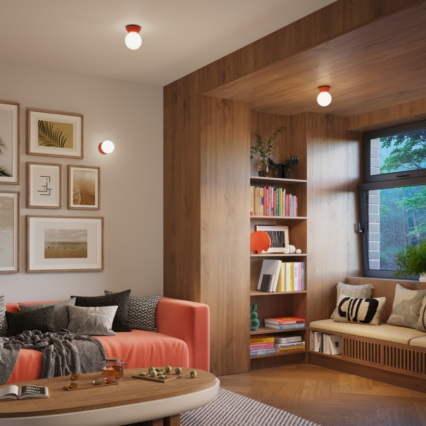 Kopalniška stropna svetilka ZORI 1xG9/8W/230V, premer 12 cm, IP44, rožnata