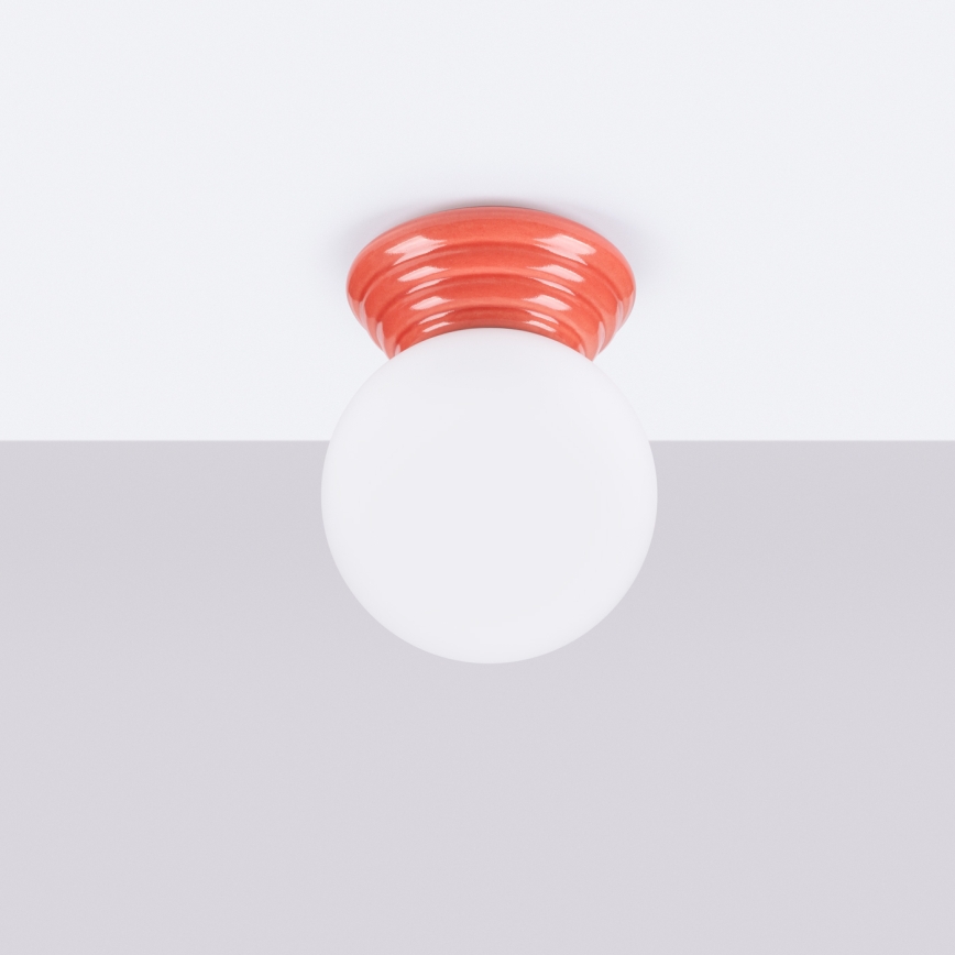 Kopalniška stropna svetilka ZORI 1xG9/8W/230V, premer 12 cm, IP44, rožnata