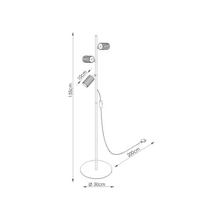 Stoječa svetilka KARBON 3xGU10/10W/230V črna